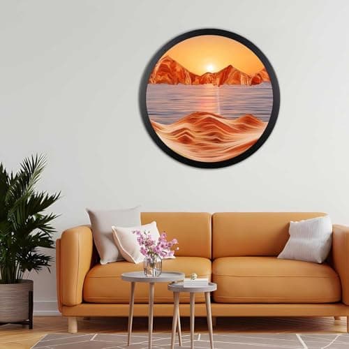 Tableau d'art de sable en mouvement LED 360° - Montage mural dynamique 3D - Décoration murale artistique verre rond — G