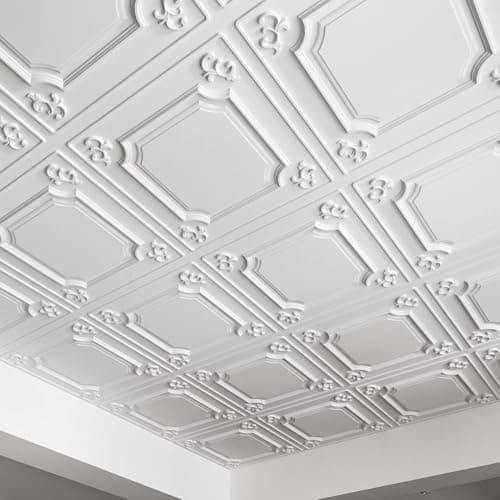 Art3d Lot de 12 dalles décoratives de plafond suspendues Blanc floral pour salon moderne de 5,1 x 5,1 cm trendy — Herbe