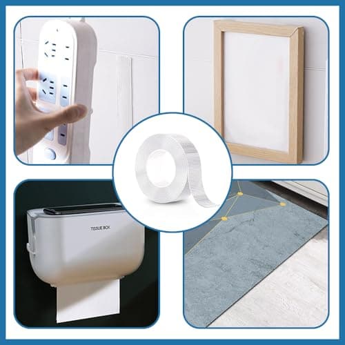 Scotch Double Face Gsrhzd 10m Transparent Adhésif Fort pour Affichage Photo Stickers Muraux Décorations Crochets (1cm de