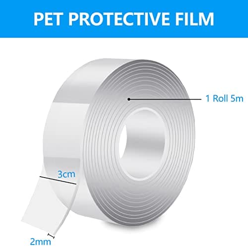 Gvolatee 5M Double Face Transparent Nano Tape Ultra Fort Lavable Amovible pour Tapis Photo Mur Voiture
