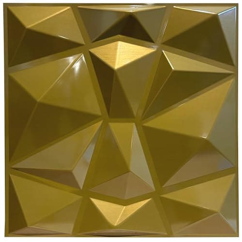 Deco 3D Mur & Plafond Salle de Jeux, Panneaux Mural & Plafond 3D 30cm x 30cm, Revêtement Mural PVC, design Salle de Jeux — D094 Or Brossé