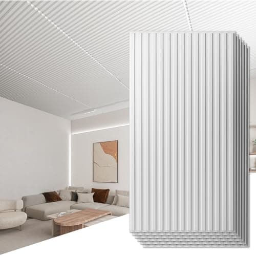 Art3d Lot de 6 panneaux muraux 3D à lattes Blanc pour décoration murale intérieure