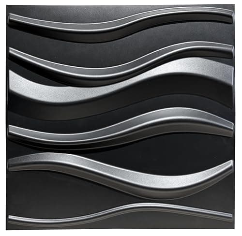 Deco 3D Mur & Plafond Salle de Jeux, Panneaux Mural & Plafond 3D 30cm x 30cm, Revêtement Mural PVC, design Salle de Jeux — D143 Noir
