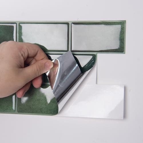 Art3d 10 Pièces Carrelage Adhésif Mural Crédence de Cuisine en Vinyle Sticker Muraux Marbre Bleu 30x30cm — Vert Émeraude