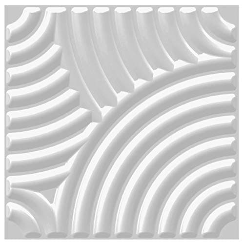Panneaux muraux 3D canne à sucre & fibre de bambou blanc 100% naturel - Panneaux de revêtement mural (50x50cm BLADED, 2m — Julia - 50x50cm