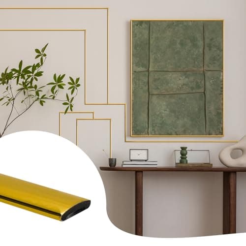 JSIWOTH 3M Moulure Auto-adhésive Blanc PVC Étanche, Finissage Mur et Carrelage pour Fenêtres, Portes et Miroirs - LARG.: — Or Brillant