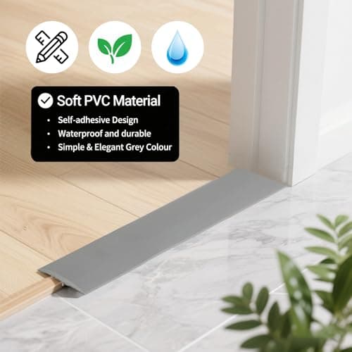 Strehknewen Profil de Transition Gris – Barre de Seuil Sans Perçage pour Stratifié, Vinyle & Moquette – Flexibles et Rob