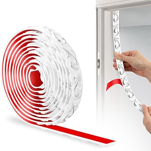 JUNART Bande Décorative en PVC Argent, Adhesive pour Frise Murale, Convient aux Linteaux et Plinthes, Fonction Décoratio — Blanc Argent-300cm×2cm