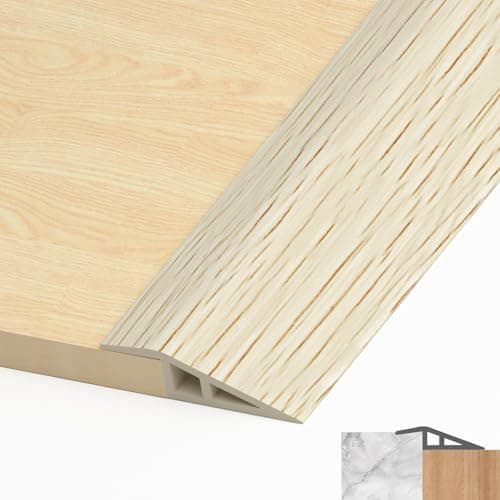 LIHIQIYA Barre de seuil adhésive PVC, grain de bois jaune, 7mm à 10mm, 1M — Grain de Bois Blanc