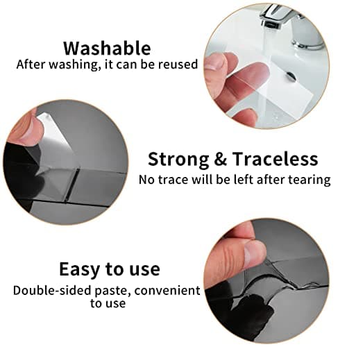 DIUJHUUY Rouleaux Ruban Adhésif Double Face Fort, Réutilisable Puissant Sans Trace Lavable pour Tapis, Cuisine, Cadre Ph
