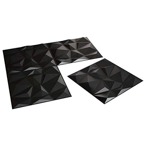 Art3d Panneaux Muraux Texturés 3D Noir Salon Darling, Dalle Murale Décorative Brique Effet 50 x 50 cm 3m²