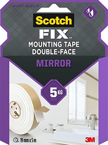 Scotch-Fix Ruban de Montage Double-Face pour Miroirs - Pour Intérieur - Salles de Bain, Cuisines - Céramique, Bois, Méta