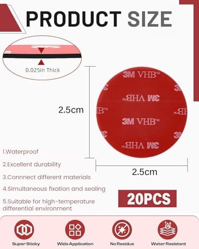 ZEXIJOW Adhésif double face extra fort 3M VHB pour voitures et caméras d'action, imperméable et résistant aux hautes tem