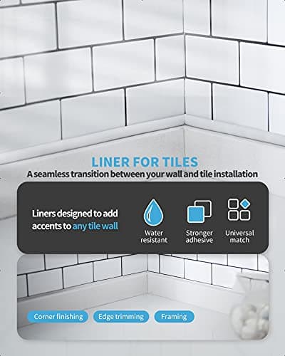 Adhésif Art3d Bordure pour Carrelage et Mur blanc Flexible et Impérmeable - Étanchéité Excellence pour Pélage Facile sur