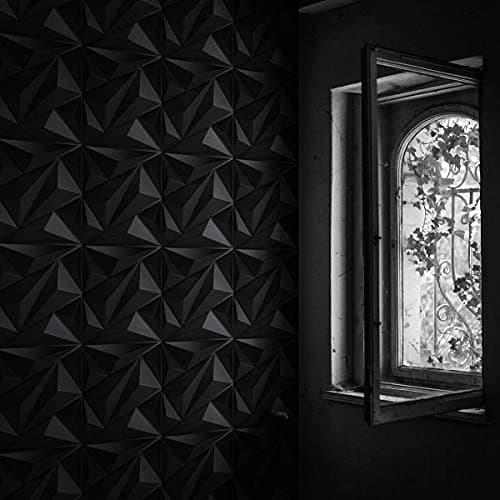 Art3dwallpanels Lot de 12 panneaux muraux 3D pour décoration murale intérieure, noir, 50 x 50 cm, motifs diamant texturé