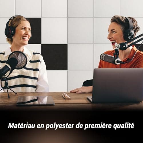 TONOR Lot de 18 Panneau Acoustique Mural Autocollante, Isolation Phonique Haute Densité pour Studio/Bureau/Chambre/Salon