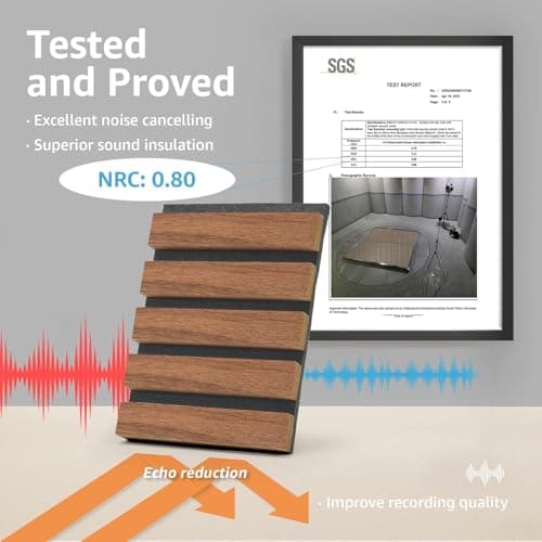 Art3d - Panneaux acoustiques insonorisants 3D bois noyer 2,88㎡ pour mur et plafond - Hauteperformance sonore et esthétiq