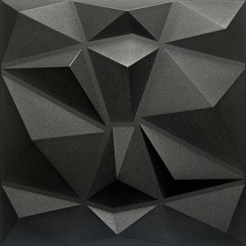 DECCART - Panneaux Muraux Decoratifs 3D Noir | Revêtement Mural Polystyrène PSE | Pour Décoration_INTÉRIEUR | 50x50 cm,