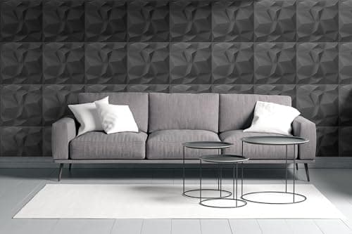 DECCART - Panneaux Muraux Decoratifs 3D Noir | Revêtement Mural Polystyrène PSE | Pour Décoration_INTÉRIEUR | 50x50 cm,