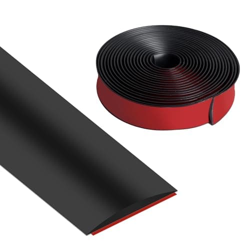 Bande de transition Vefhby autocollante en vinyle noire, 4 cm x 6 m, pour sceller les espaces au sol et plinthe de sol,