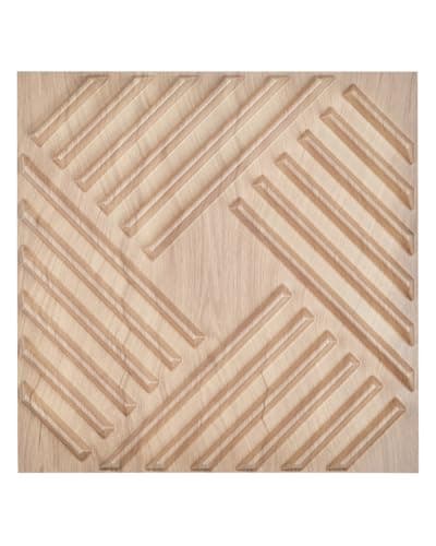 VEVOR Panneaux Muraux 3D Couleur Bois Clair pour Chambre et Salon - Déco Intérieure Moderne Minimaliste - 50x50 cm x 12