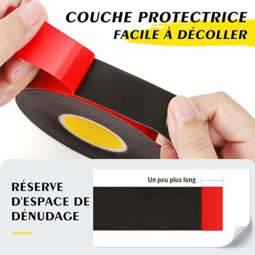 Ruban double face extra fort EMITEVER 25mm * 5M noir pour la décoration bureau et maison
