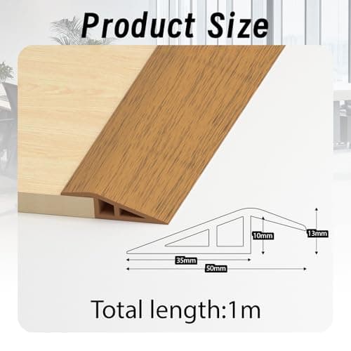 LIHIQIYA Barre de seuil adhésive PVC, grain de bois jaune, 7mm à 10mm, 1M