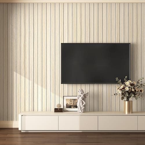 Livelynine Panneau Mural Bois Beige Adhesif Bureau Maison Chambre Salon 30CMx2M Motif Chevron