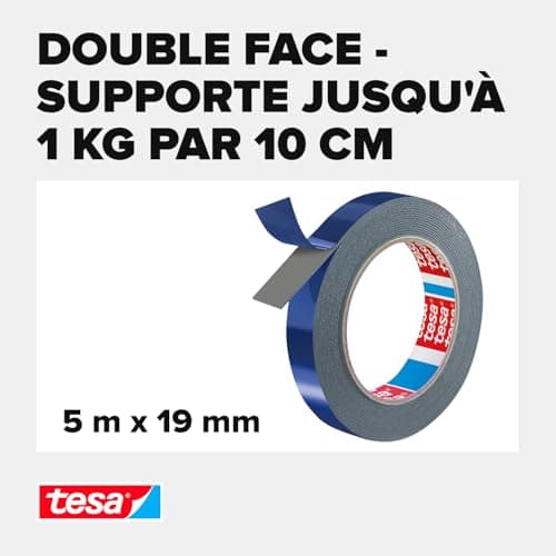 Tesa Fixer Objets Spécial Extérieur Résistant aux UV et à l'Humidité - Ruban Adhésif Double Face Pour l'Usage Extérieur