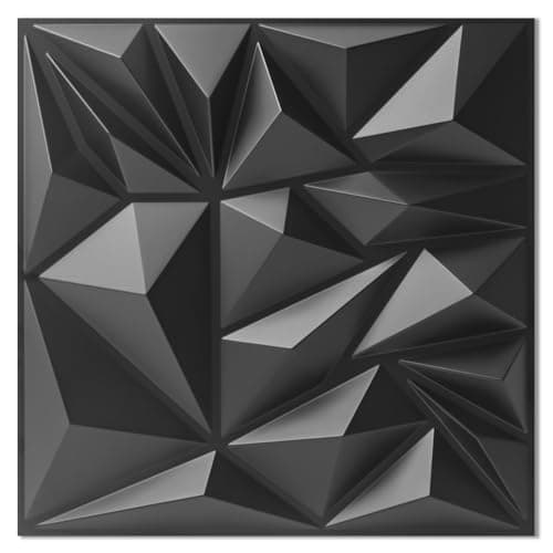 Art3d Lot de 33 panneaux muraux 3D doré pour décoration intérieure, panneaux texturés en losanges ideal pour salon et ar — Noir