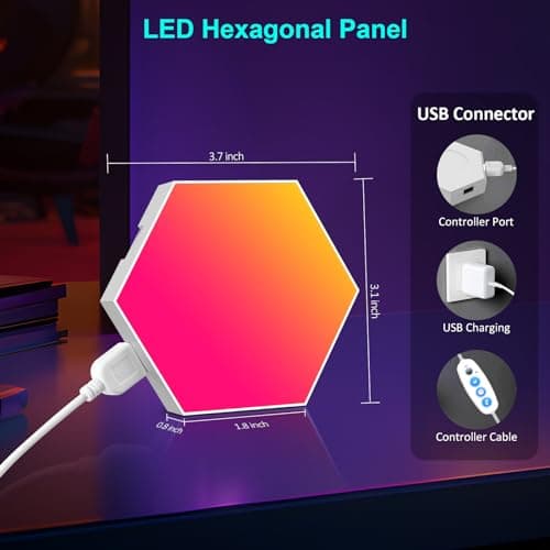 Panneau LED Hexagonal Smart Music Sync Lampe Murale App&Télécommande Contrôle Gaming Setup