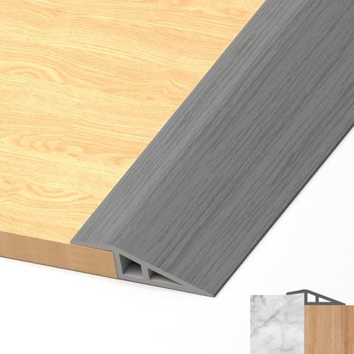 LIHIQIYA Barre de Seuil Adhesive Gris Bois - Adhésif PVC 7mm à 10mm | Étage de Transition pour Portes | 1M