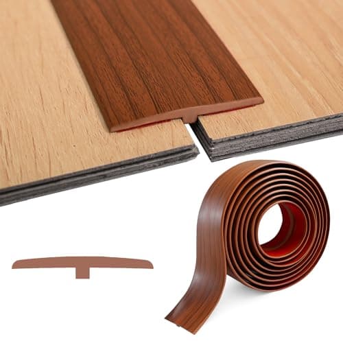 Barre de Seuil Adhésif PVC, Large 5cm x 3m, Pour Sol Stratifié, Idéal pour Espaces Entre Dalles, Facilement Flexible et — Marron