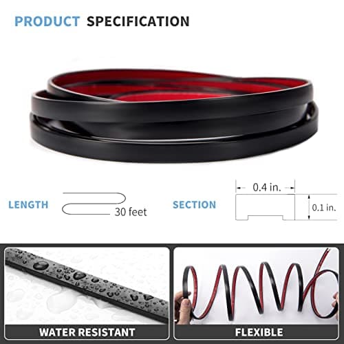 Art3d Moulure Flexible en Vinyle Noir pour Bords de Carrelage Mural et Cadre de Miroir - Cuisine et Crédence - 9,1 m