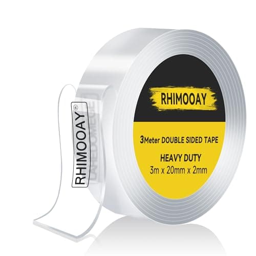 Rhumooay 3 mètres ruban adhésif double face extra fort, 2 mm, amovible, non marquant, lavable, 20 mm, tapis/mur photo/cu
