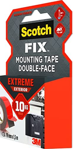 Ruban adhésif Scotch-Fix pour Extérieur, double face, technologie 3M, noir - 19 mm x 1,5 m