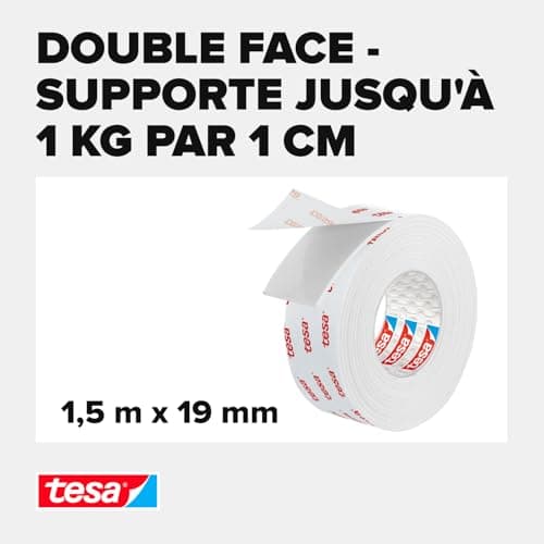 Ruban double-face Tesa 77742 spécial Papier Peint pour professionnels - 1,5m x 19mm - Collage professionnel - Découvrez