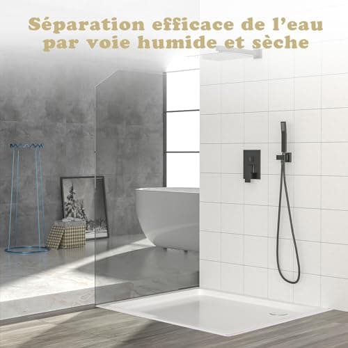 BORISCA Seuil de Douche Blanc pour évier, Étanchéité Autocollante et Silicone Pliable Barrière d'Eau 3m Salles de Bains