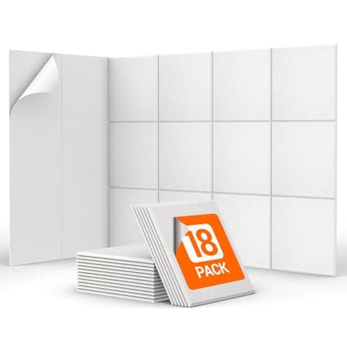 TONOR Lot de 18 Panneau Acoustique Mural Autocollante, Isolation Phonique Haute Densité pour Studio/Bureau/Chambre/Salon