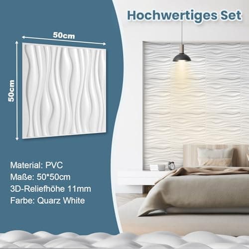 <think>

</think>

Panneaux muraux 3D Jopassy - 50 x 50 cm - Blanc mat - Imperméables - Résistants à la chaleur - Décora