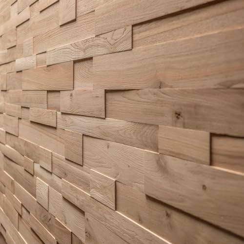 Panneau mural en chêne 3D - Modèle OZO Rustic - Revêtement structuré (1 m2)  
Panneau mural en chêne 3D pour décoration