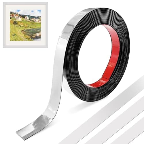 MeYuxg Moulure Adhesive Or Brillant, Flexible et Inoxydable pour Cadres de Miroirs et Plafonds, Facile à Coller et Étanc — Argent1