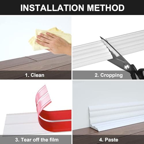 MeYuxg Moulures Décoratives Autocollantes Blanches pour Plafonds et Murs - Flexible, 6 m x 2 cm, Design Élégant pour Int