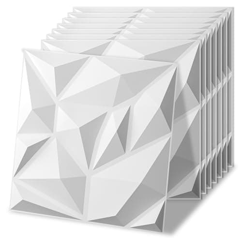 Art3d Lot de 20 panneaux muraux 3D blancs pour salon et jeux vidéo - PVC, 30 x 30 cm, décors trendy pour mur TV et décor