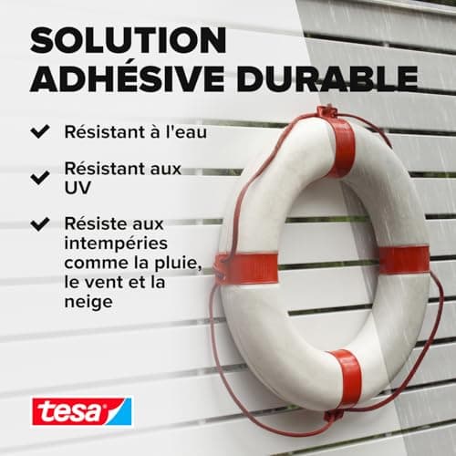 Tesa Fixer Objets Spécial Extérieur Résistant aux UV et à l'Humidité - Ruban Adhésif Double Face Pour l'Usage Extérieur