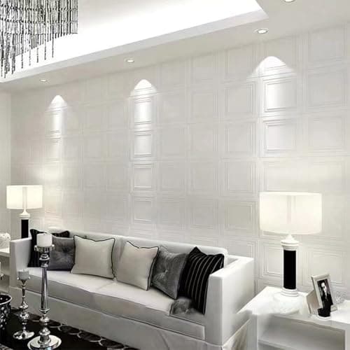 Hitburu Panneaux Muraux 3D 10 Pièces Papier Peint Motif Briques pour Cuisine Chambre Salon Plafond Imperméable 35 x 35 c