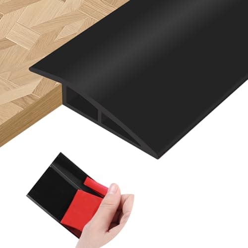 Barre de seuil en PVC Grain de bois beige 10mm×1m pour stratifié et transition de tapis — Noir
