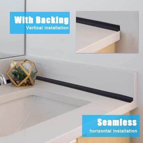 Flintronic Joint Douche, Barrière d'eau Silicone 3M, Noir, pour Sol de Salle de Bain - Barrière Anti-Inondation Adhésif