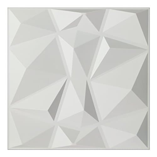 Art3d - Panneaux muraux 3D blancs, dalles décoratives salon, effet brique, 50 x 50 cm — Blanc Mat