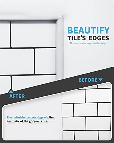 Adhésif Art3d Bordure pour Carrelage et Mur blanc Flexible et Impérmeable - Étanchéité Excellence pour Pélage Facile sur